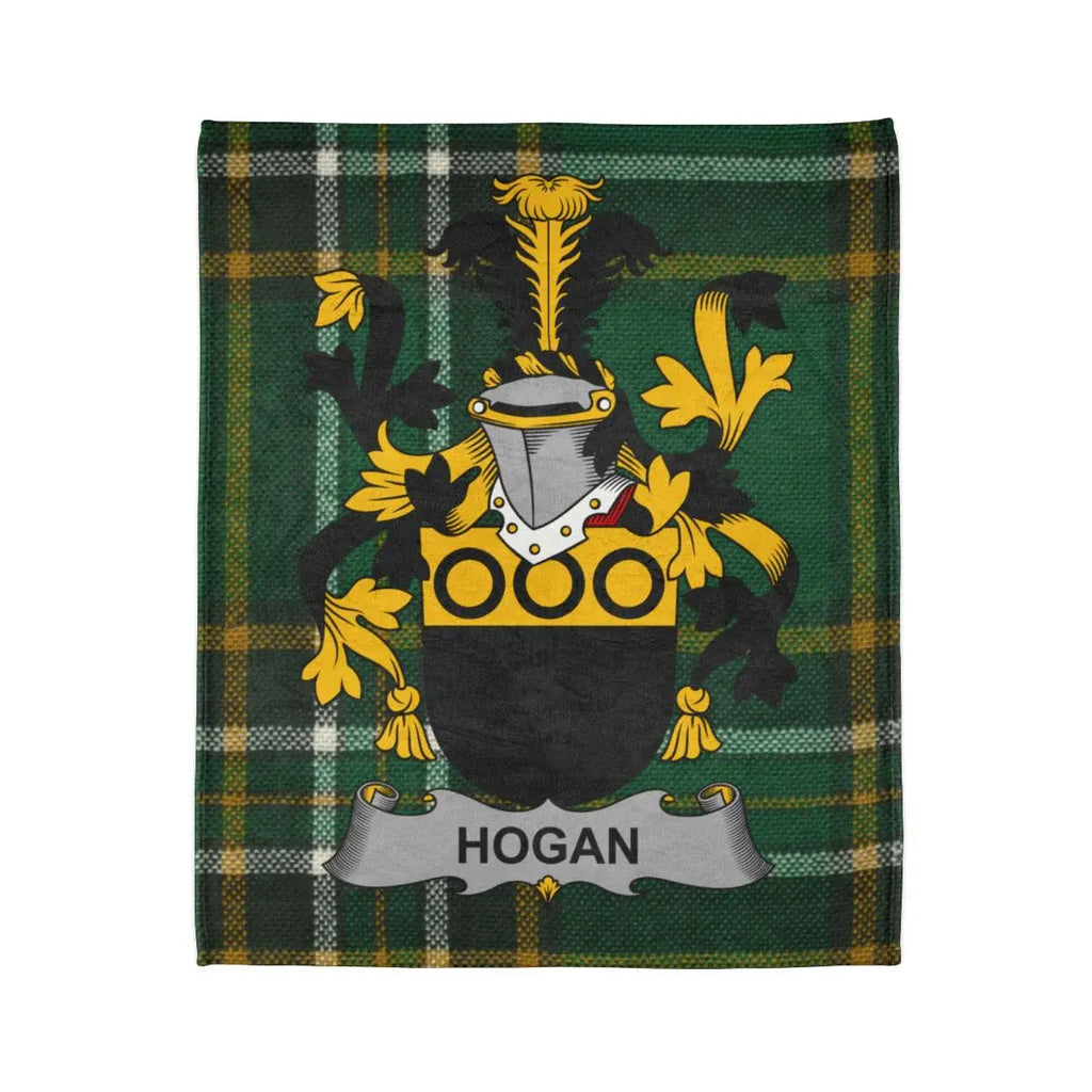 Hogan Family Crest Green Plaid Personalized Blanket