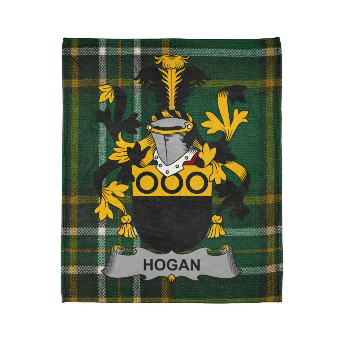 Hogan Family Crest Green Plaid Personalized Blanket