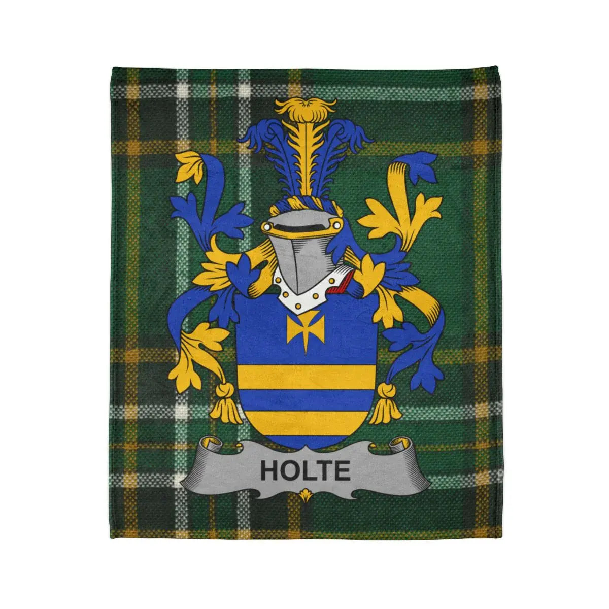 Holte Family Crest Plaid Background Customized Blanket