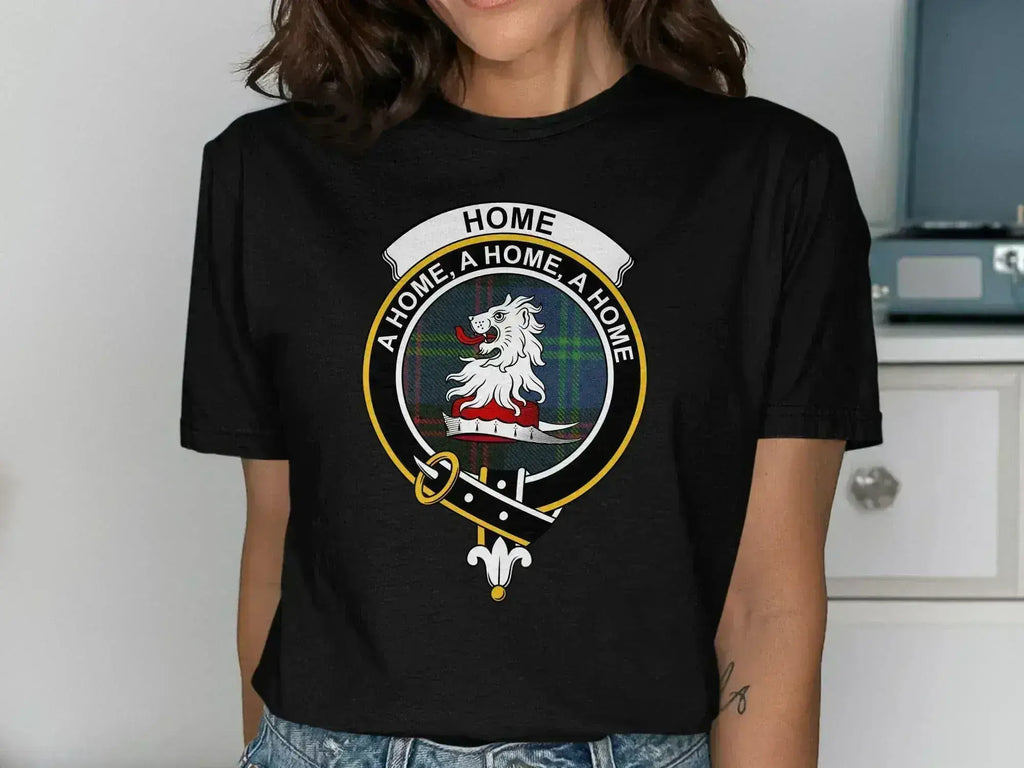 Home clan crest graphic print t-shirt — A Home A Home A Home design on 100% cotton
