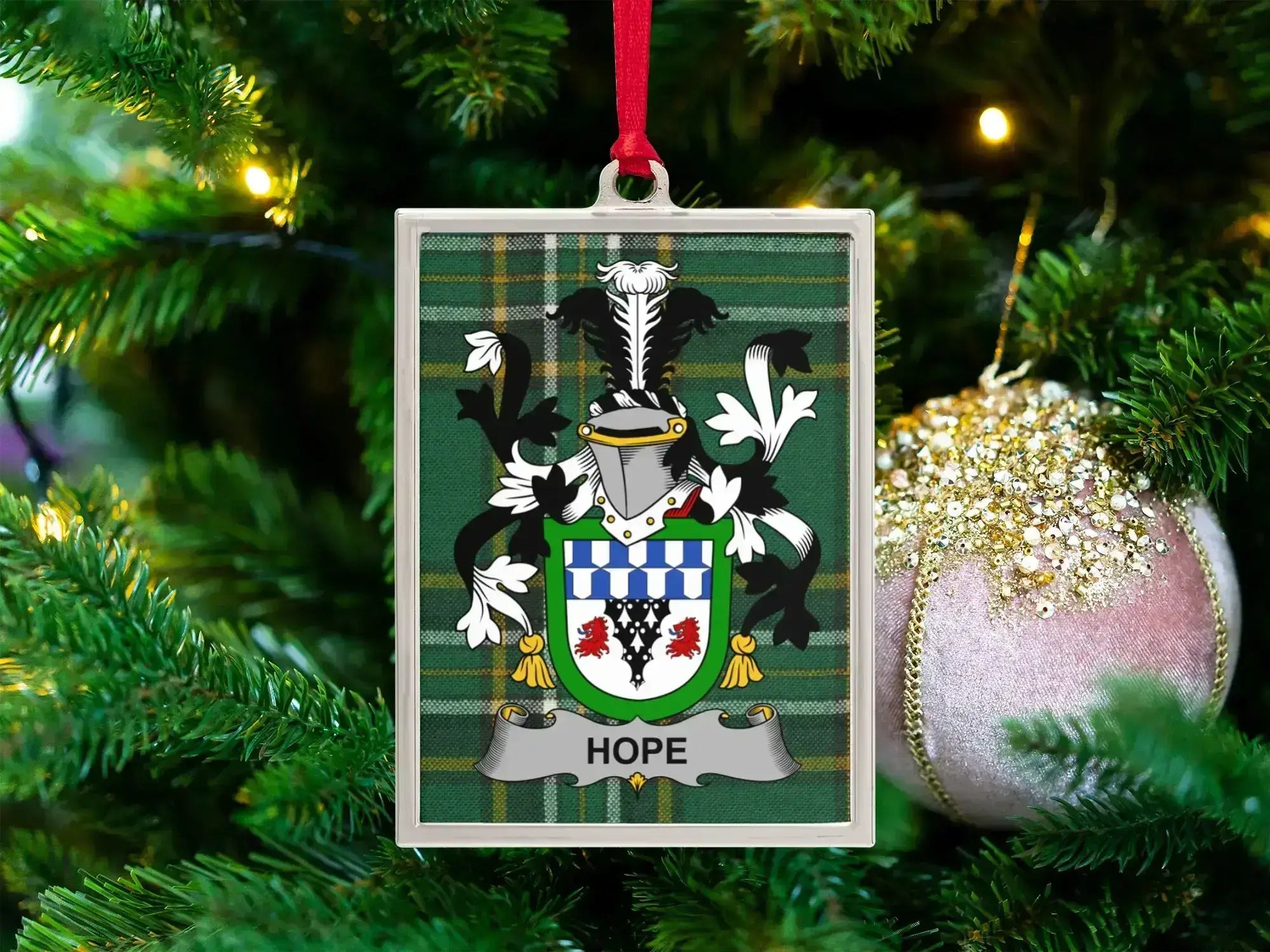 Personalized Plaid Family Crest Ornament product type