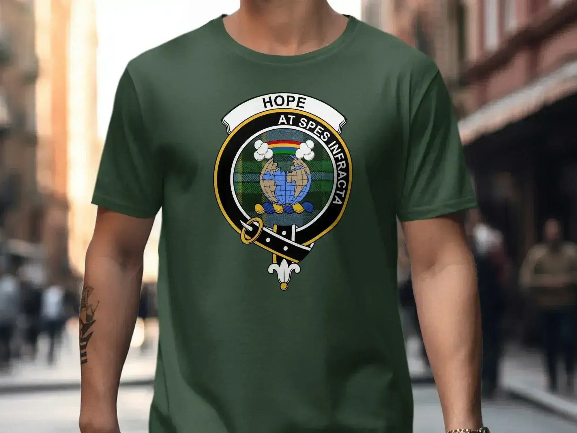 Clan Hope At Spes Infracta crest t-shirt — black cotton short sleeve