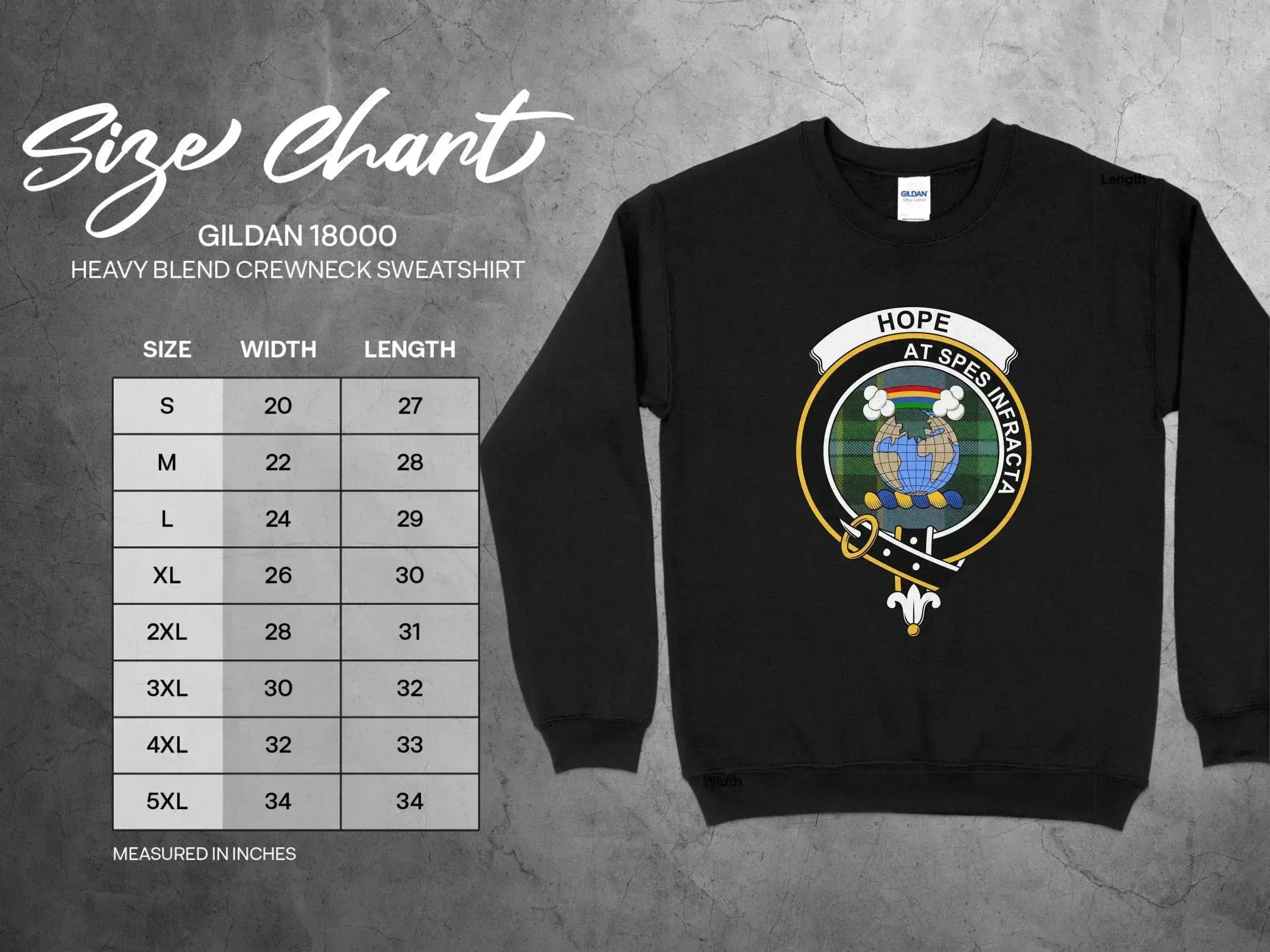 Clan Hope At Spes Infracta crewneck sweatshirt — colour and size options shown