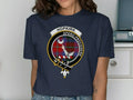 Hopkirk clan crest T-shirt with Spero Procedere motto and tartan design — alternate view