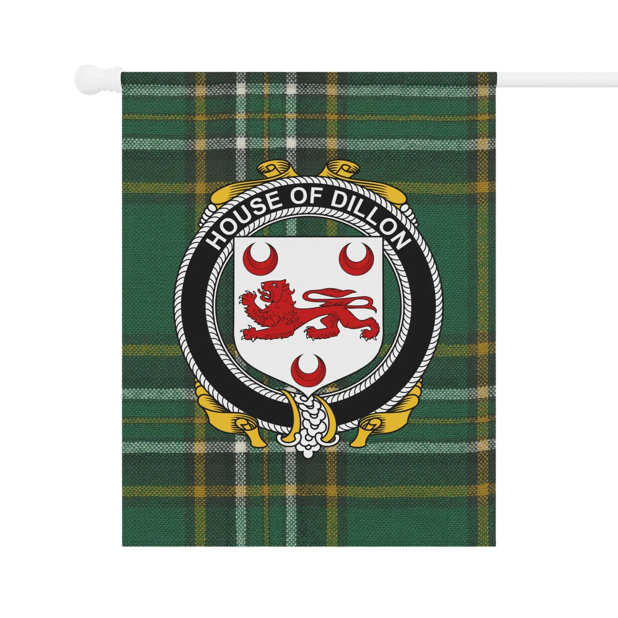 House of Dillon Crest Green Plaid Flag
