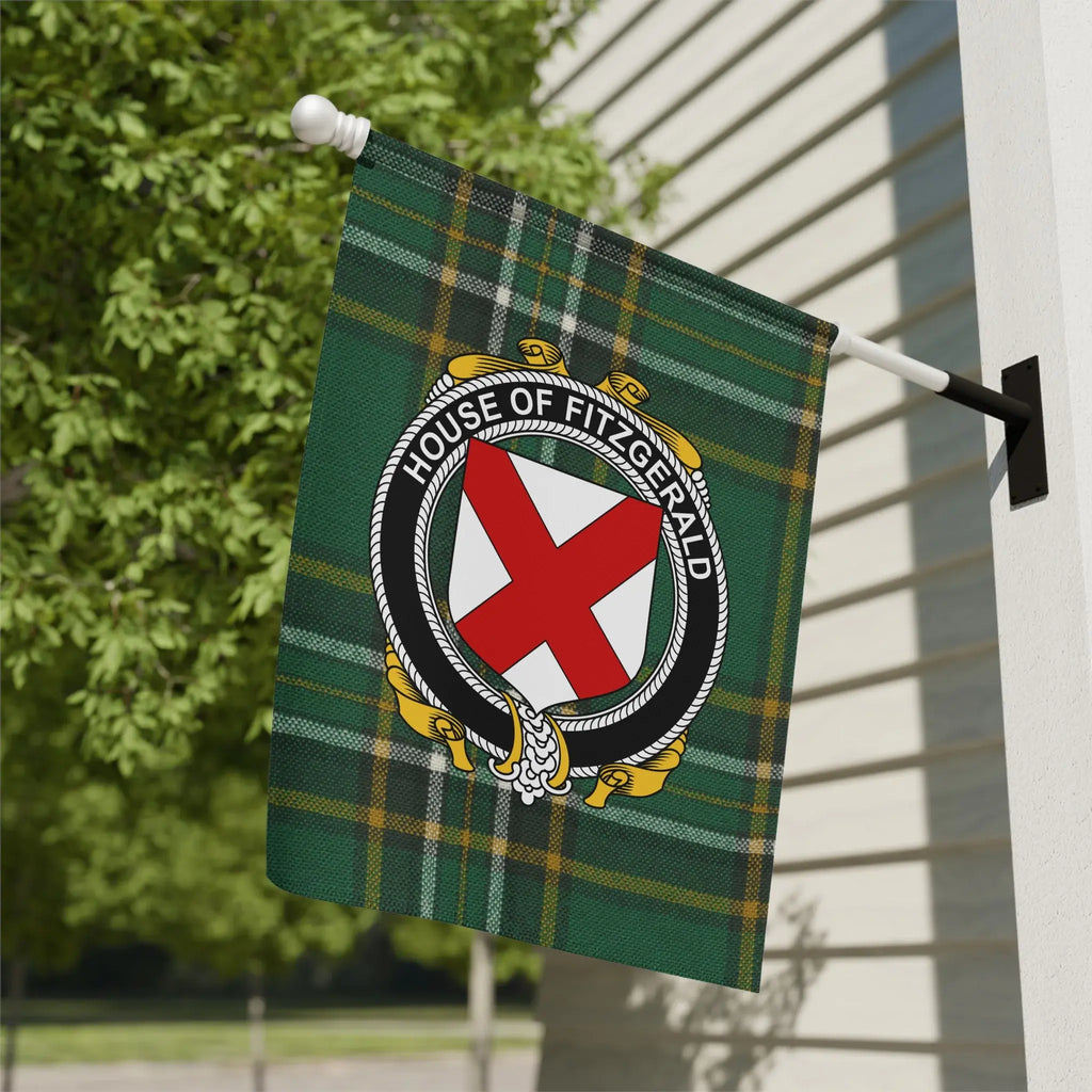 House of Fitzgerald Emblem Green Plaid Decorative Flag