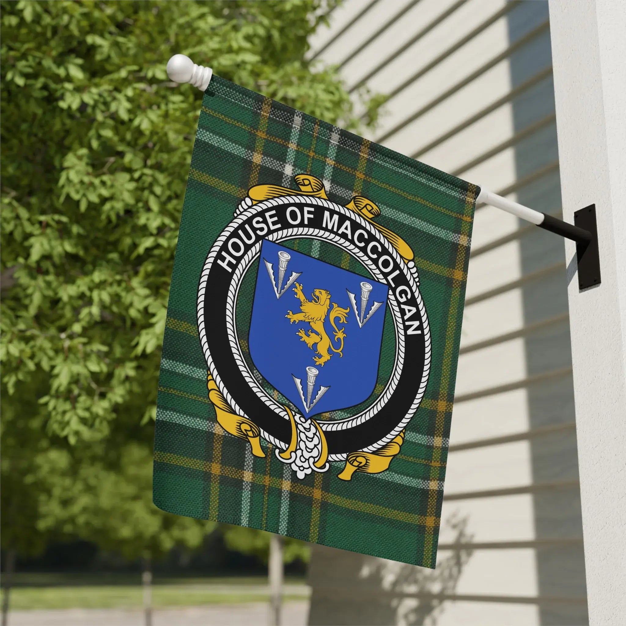 House of MacColgan Plaid Family Crest Flag