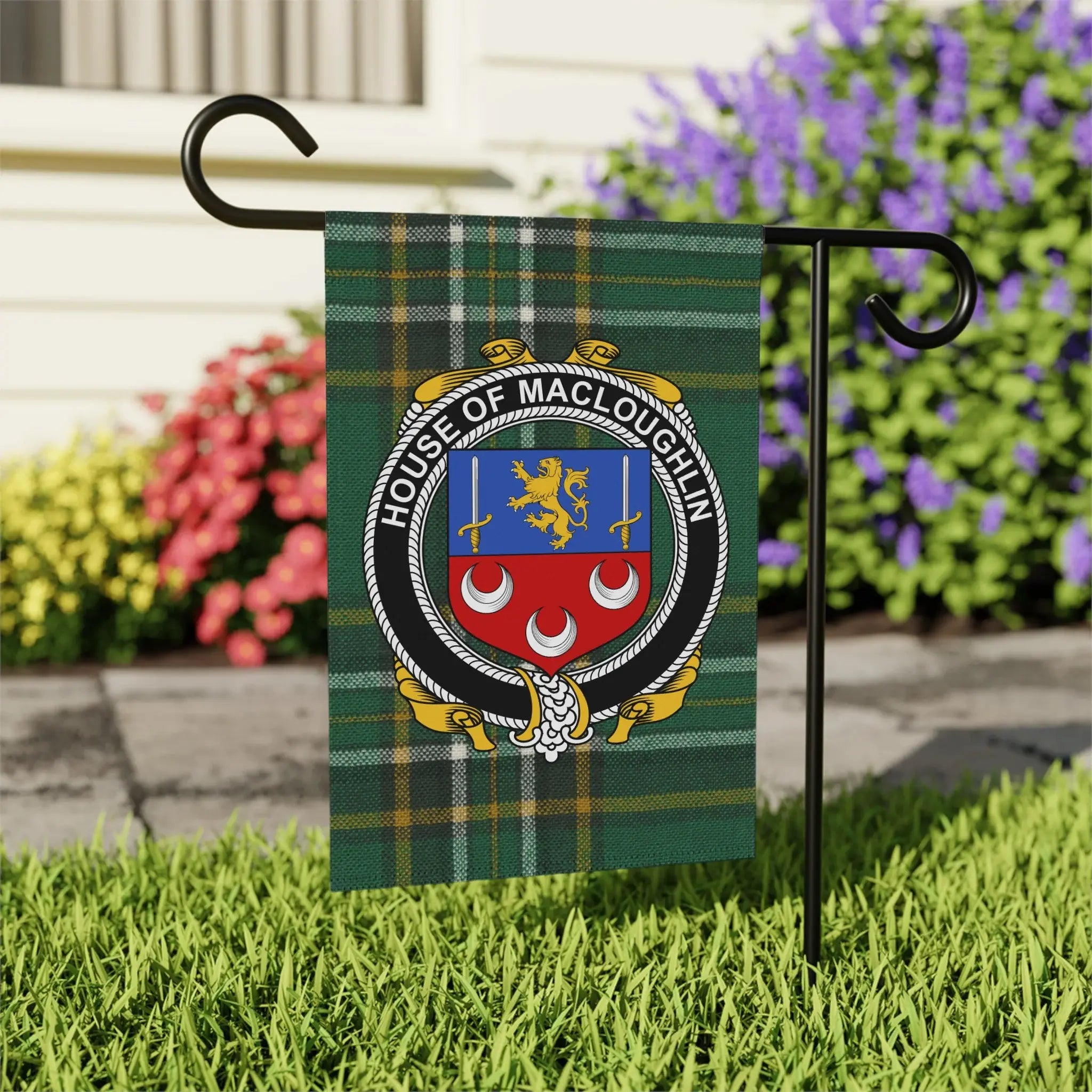 House of MacLoughlin Scottish Tartan Garden Flag