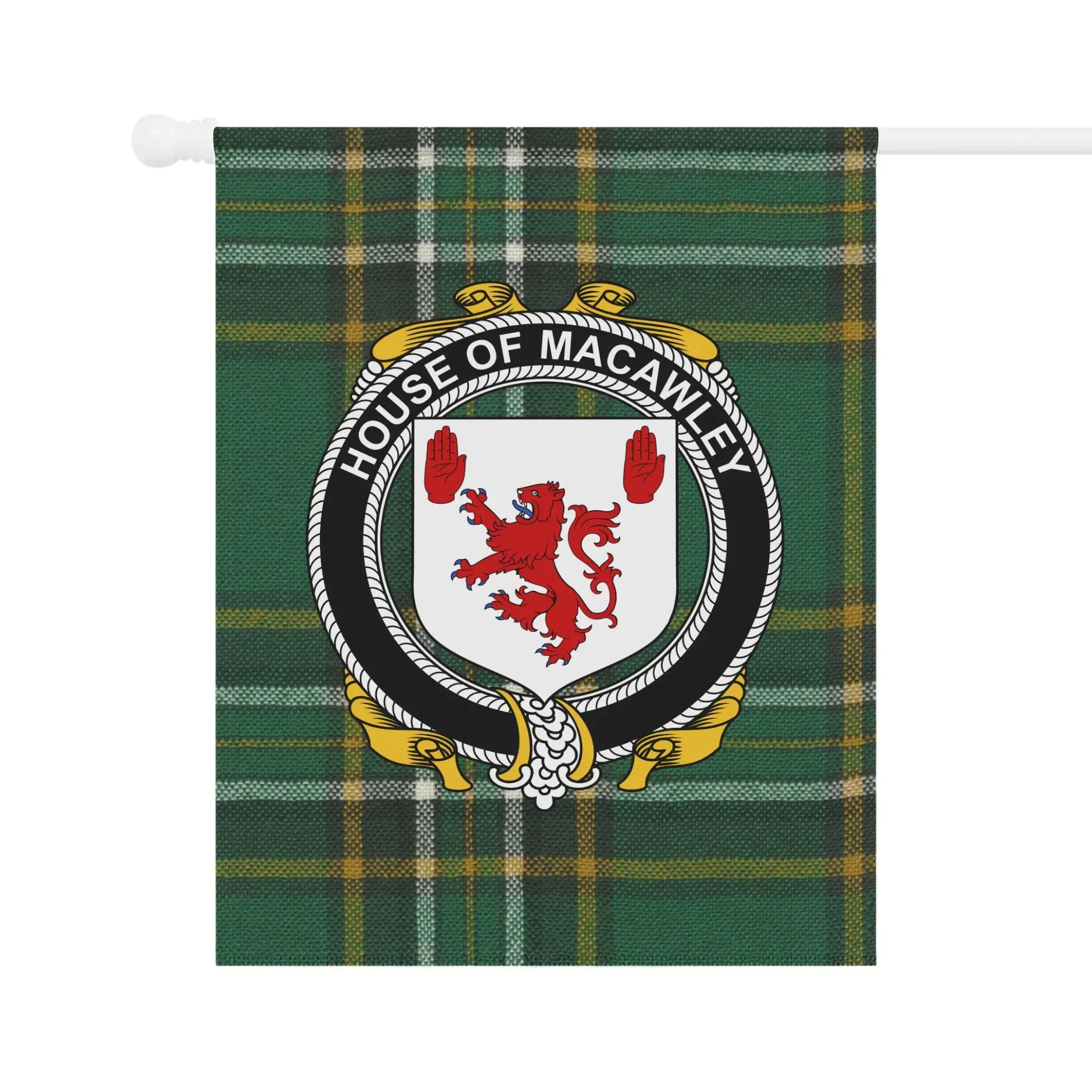 House of Macawley Clan Crest Green Tartan Flag