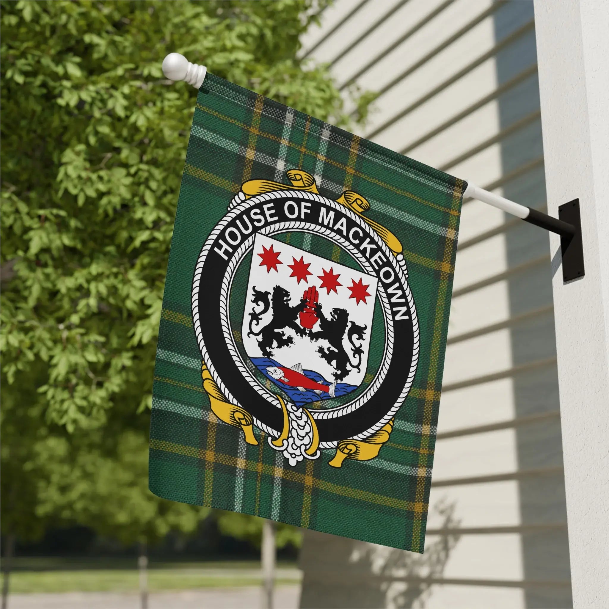 House of MacKeown Plaid Crest Decorative Flag