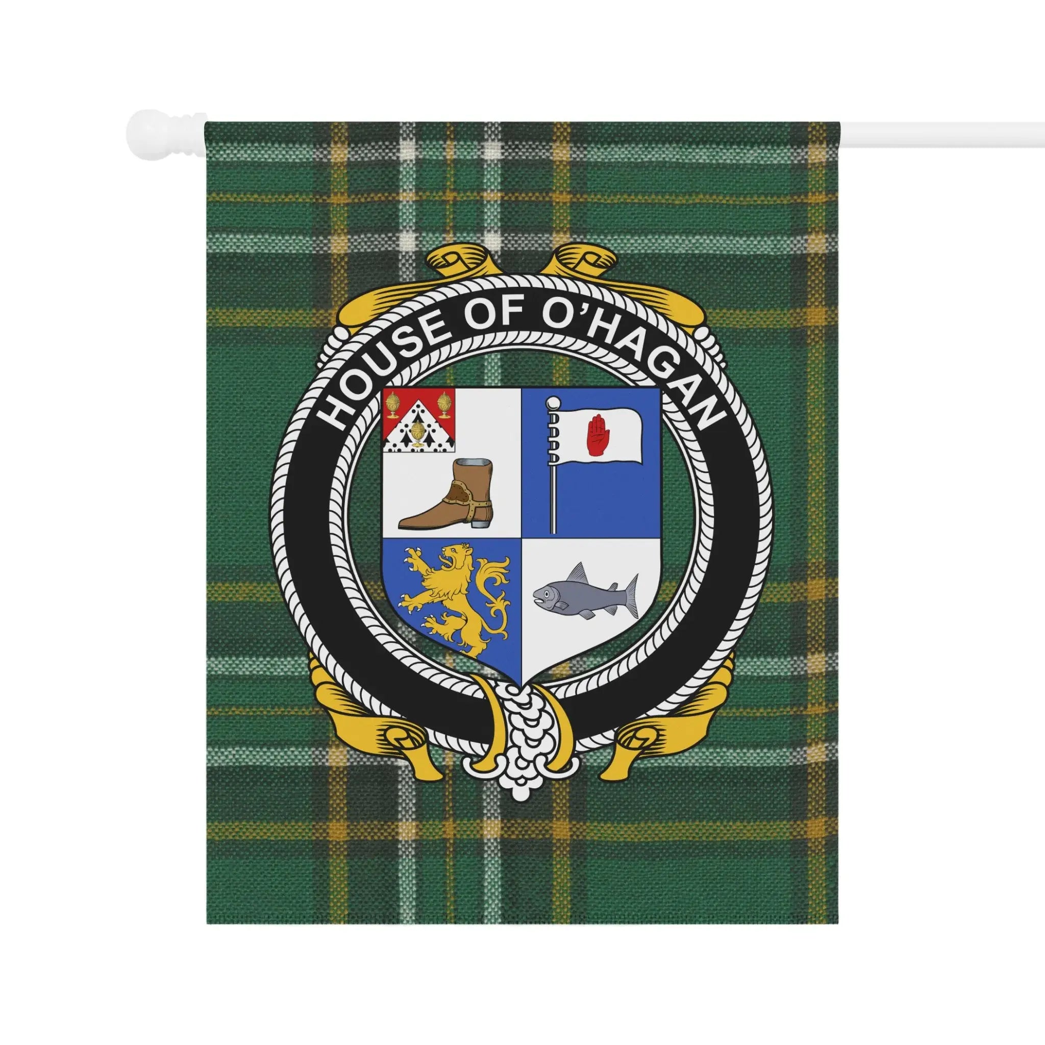 House of O'Hagan Coat of Arms Tartan Flag product