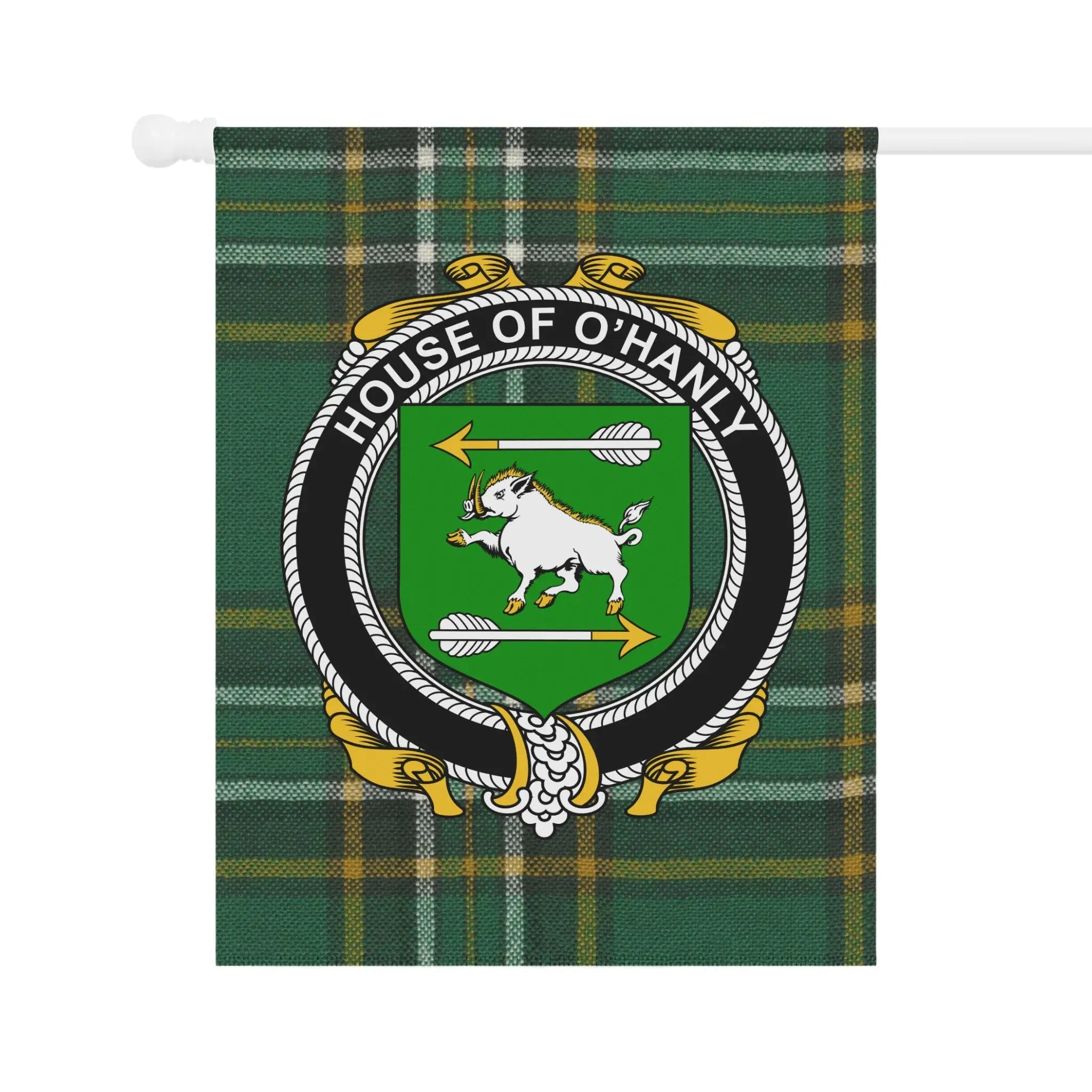 House Of O'Hanly Green Plaid Clan Crest Flag