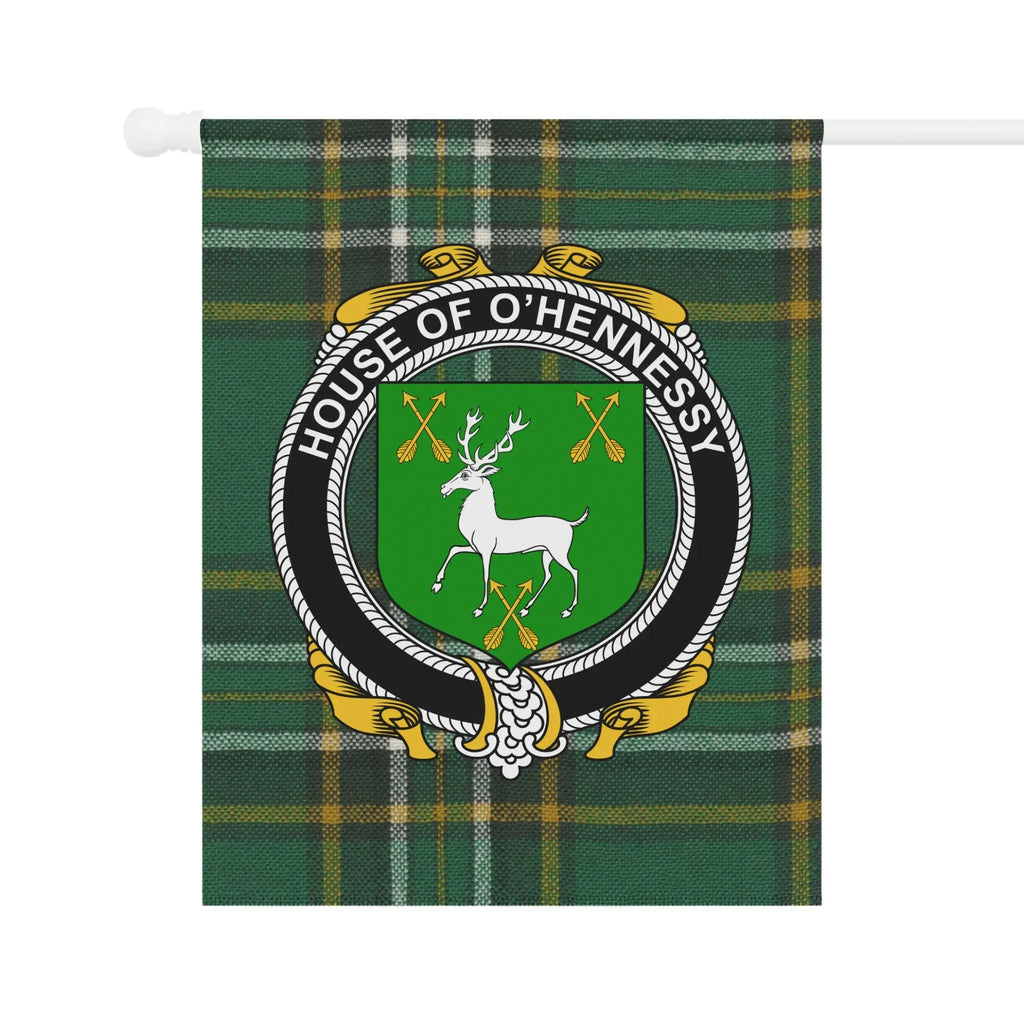 House of O'Hennessy Green Tartan Emblem Flag