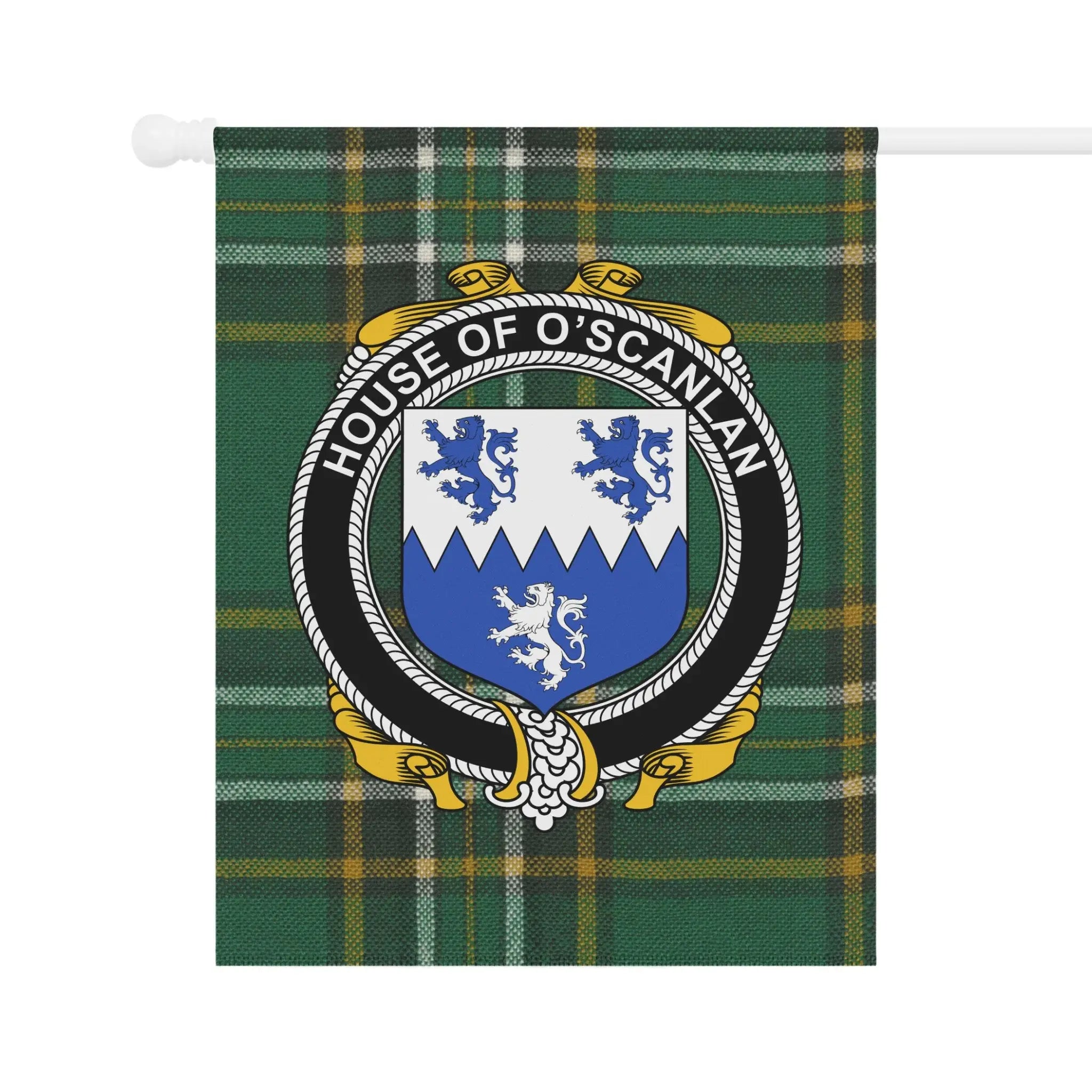 House of O'Scanlan Tartan Clan Crest Flag Banner