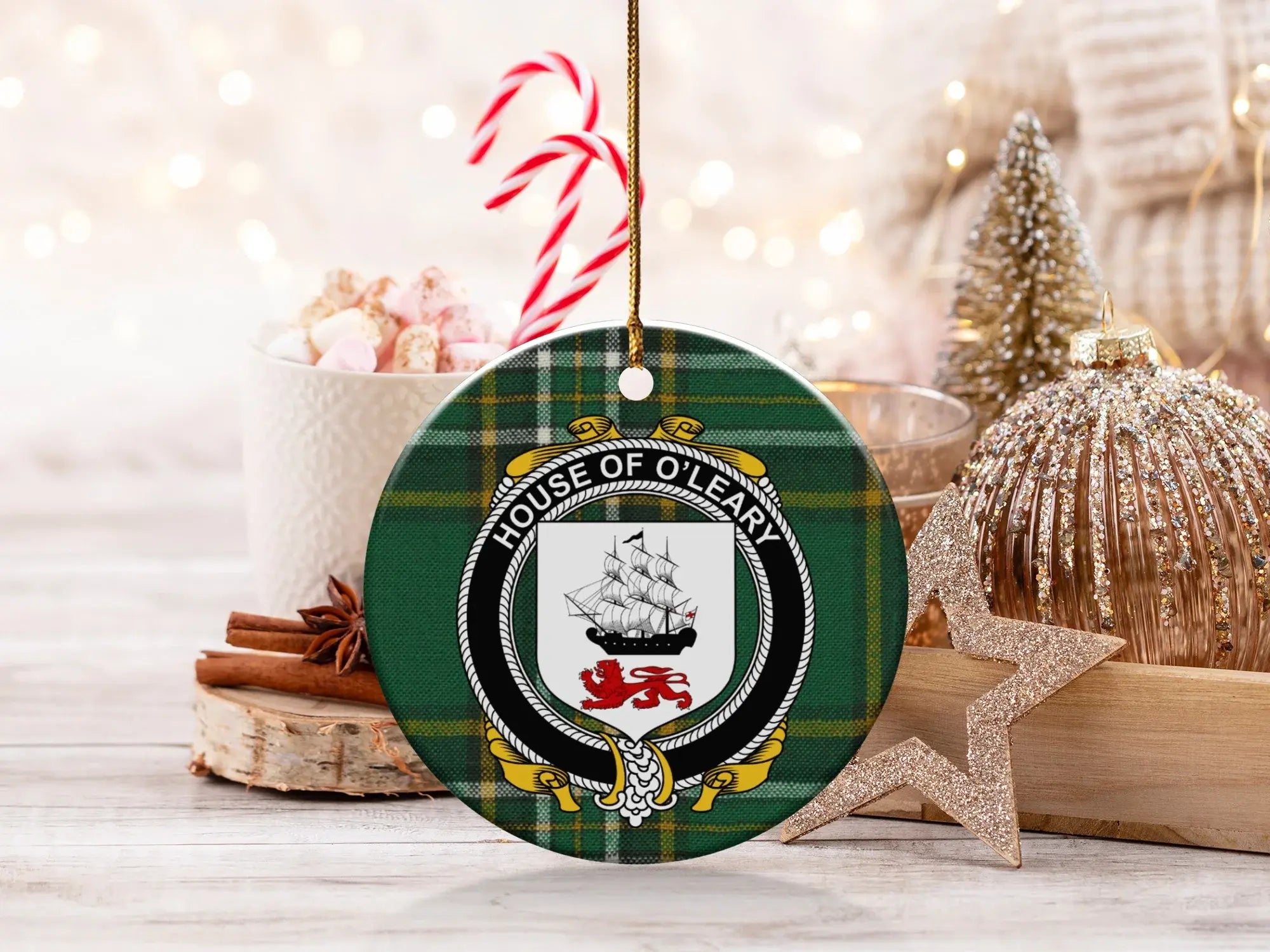 House of O'Leary Family Plaid Christmas Ornament