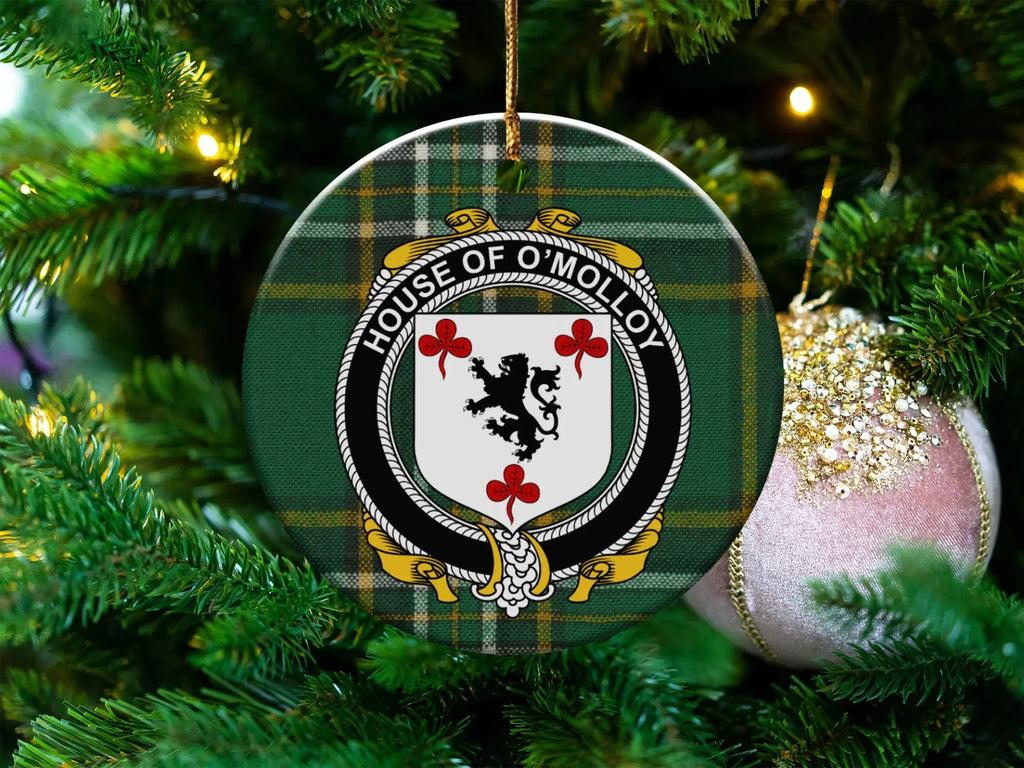 House of O'Molloy Tartan Plaid Family Crest Ornament