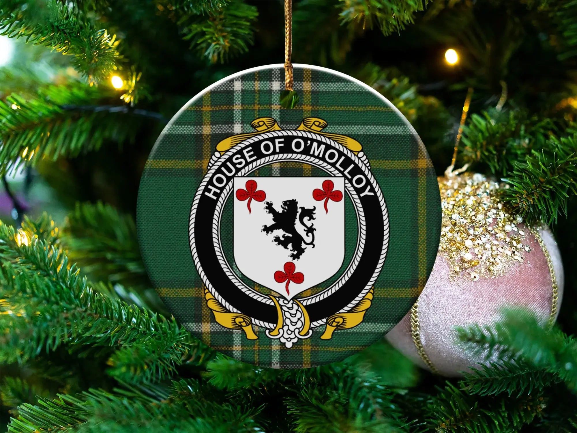 House of O'Molloy Tartan Plaid Family Crest Ornament