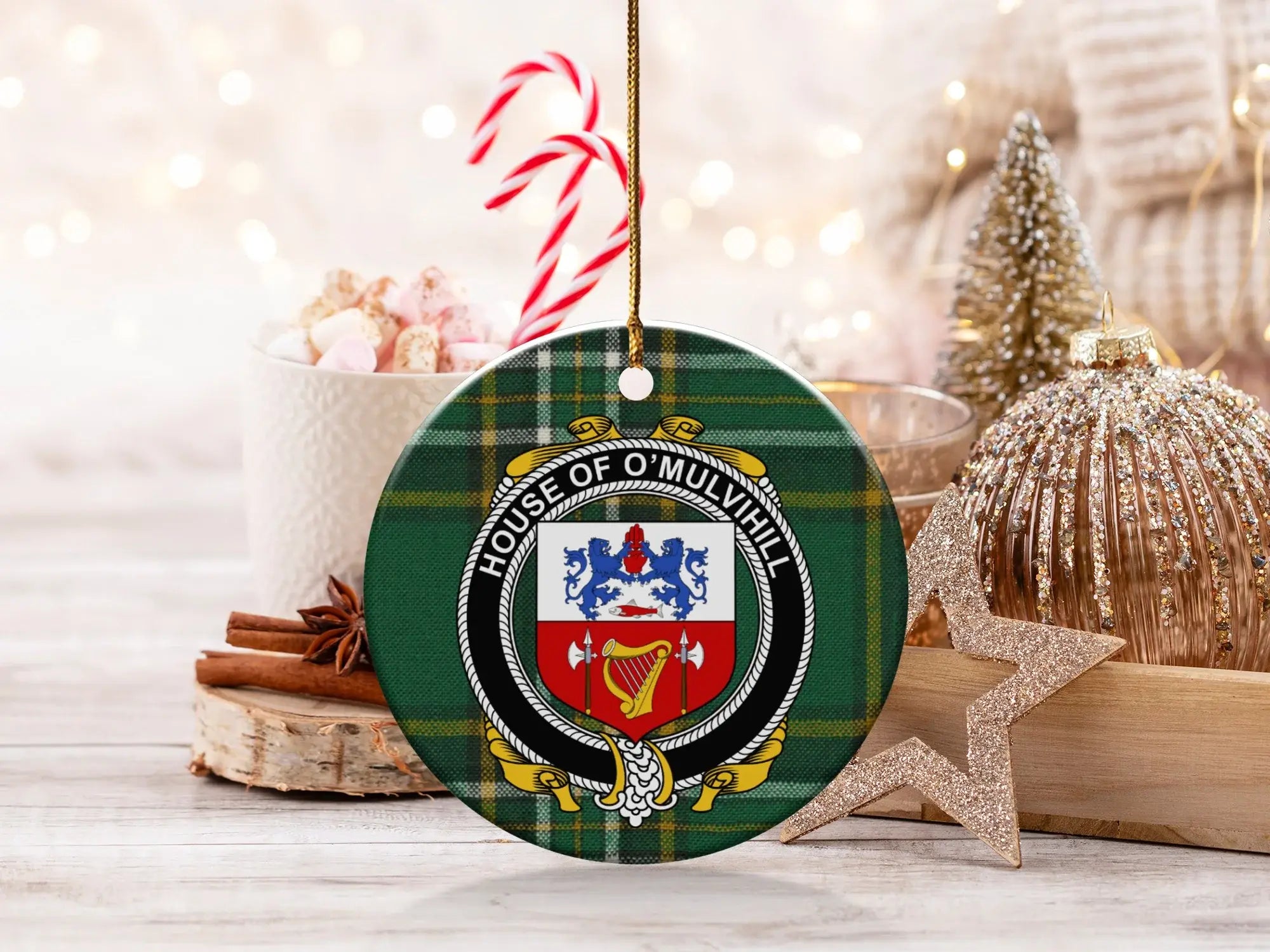 House of O'Mulvihill Green Tartan Christmas Ornament