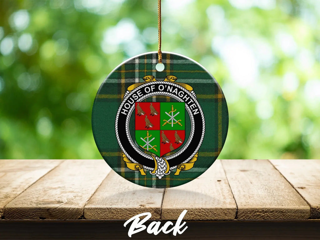 House of O'Naghten Family Crest Plaid Ornament
