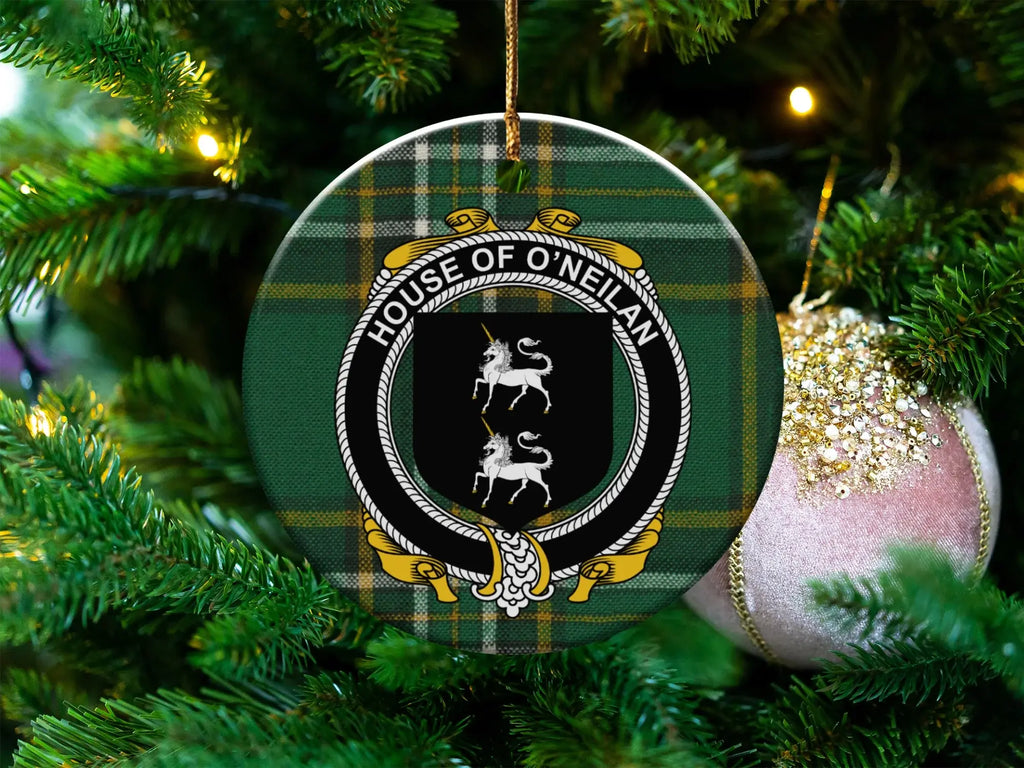 House Of O'Neilan Family Crest Christmas Ornament