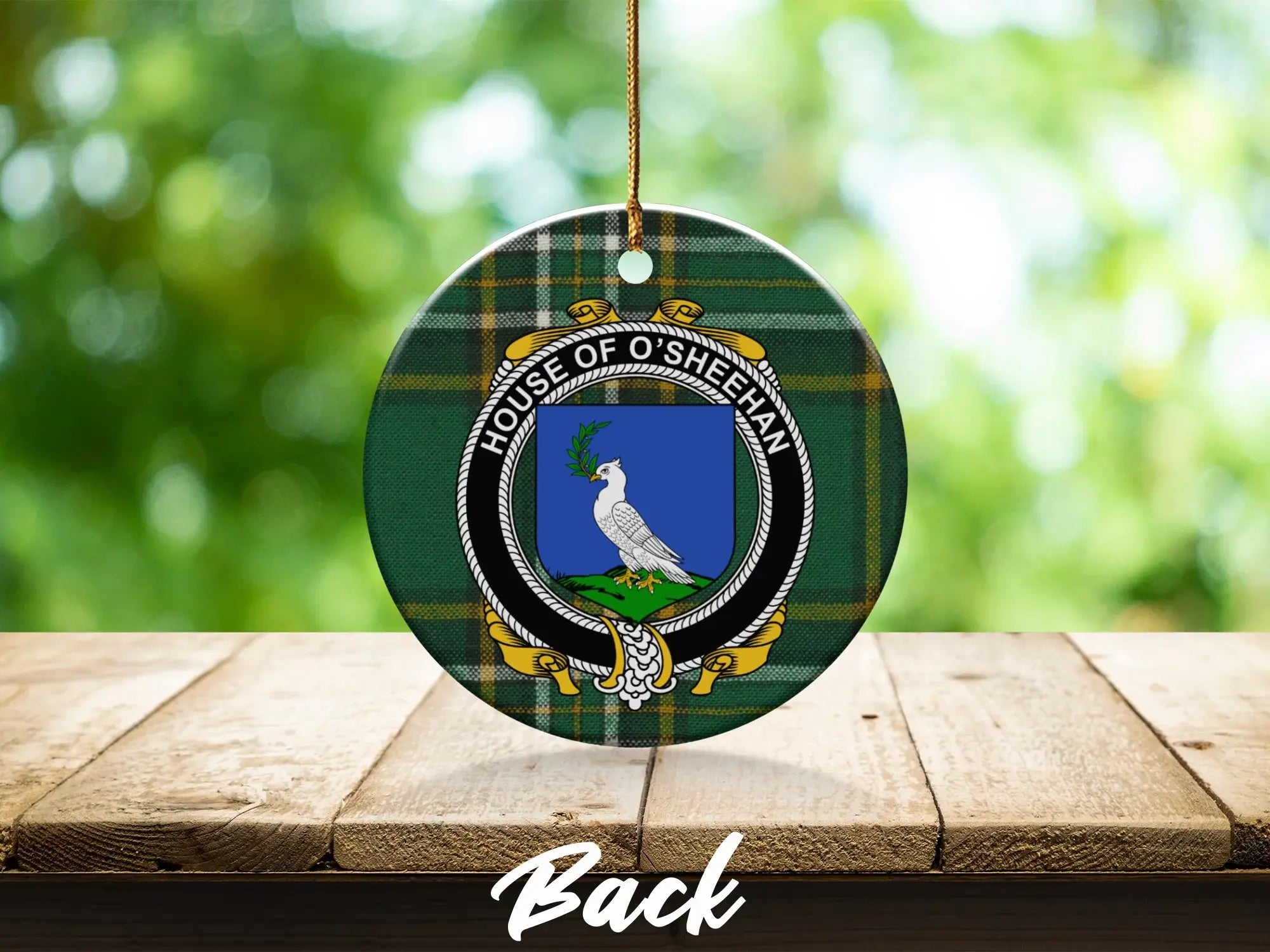 Custom House of O'Sheelan Family Crest Ornament