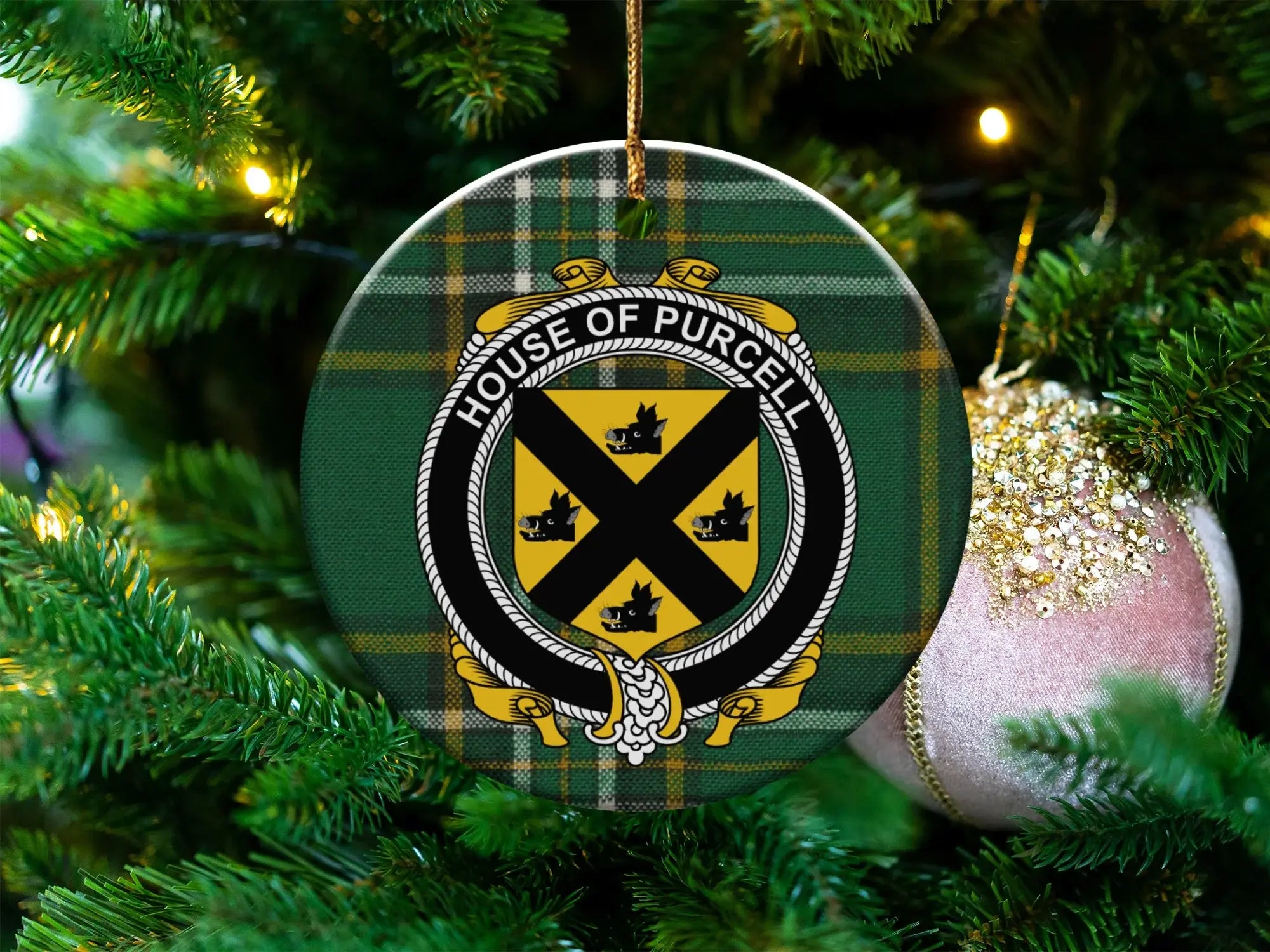 House of Purcell Family Crest Christmas ornament
