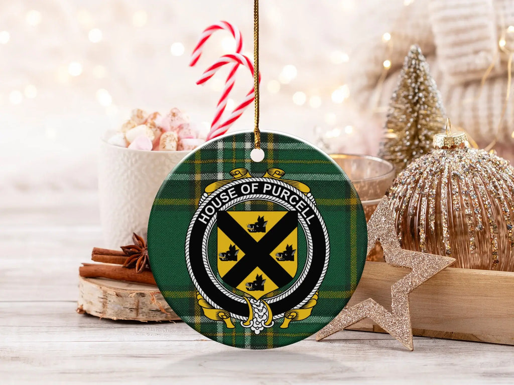 House of Purcell Plaid Coat Arms Round Ornament