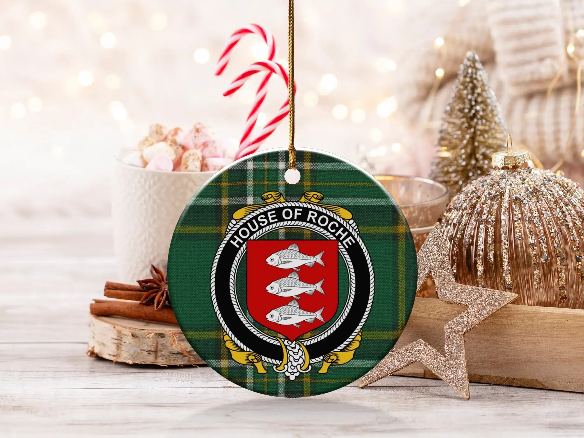 Festive House of Roche Crest Holiday Ornament