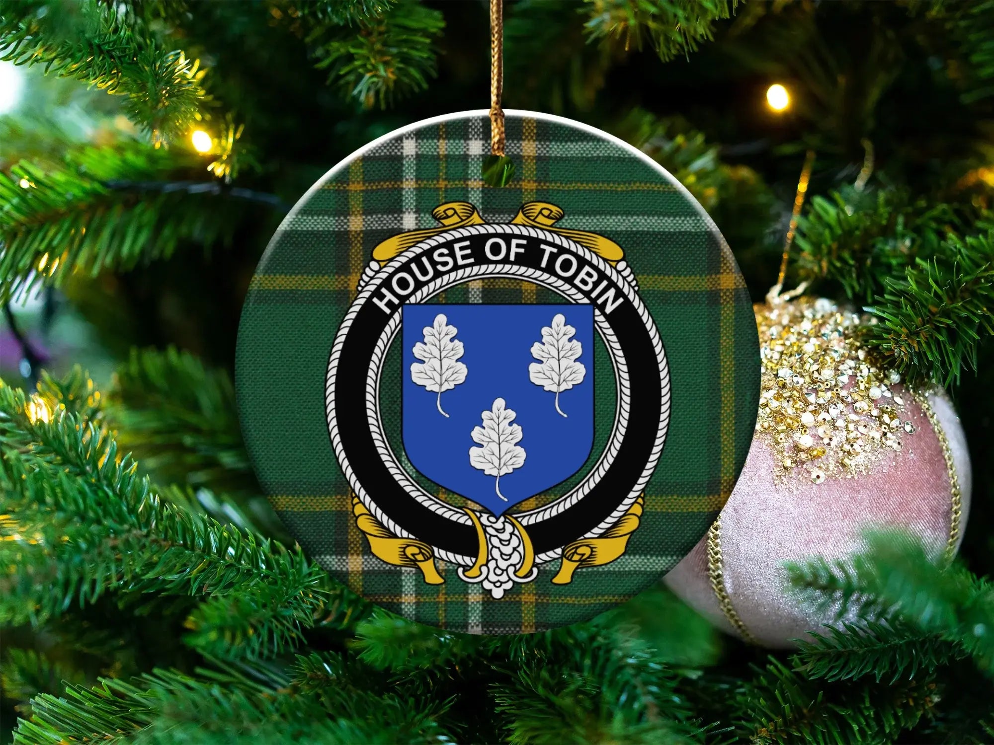 House of Tobin Crest Plaid Christmas Tree Ornament
