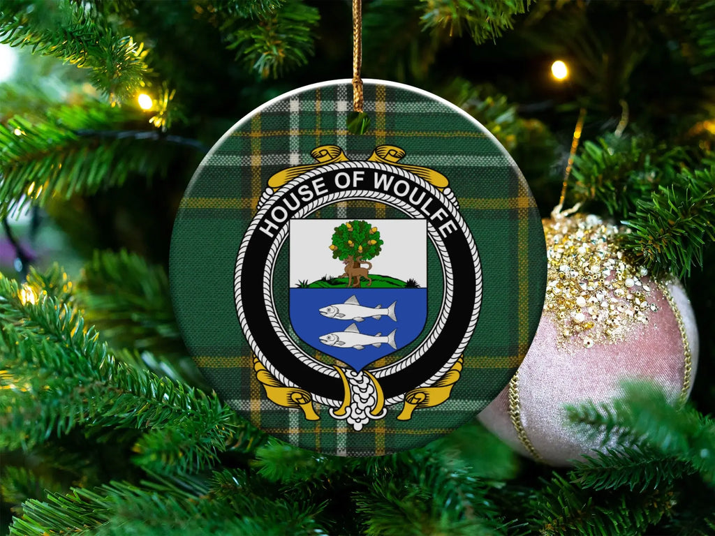 House of Woulfe Emblem Plaid Christmas Ornament