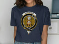 Clan Houston crest t-shirt — royal blue cotton short sleeve with tartan print
