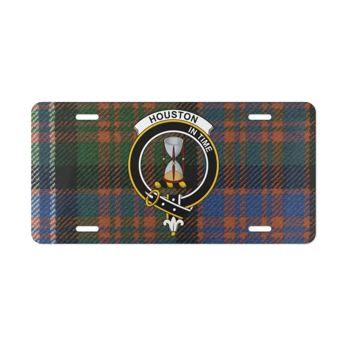 Houston In Time Plaid Tartan License Plate product