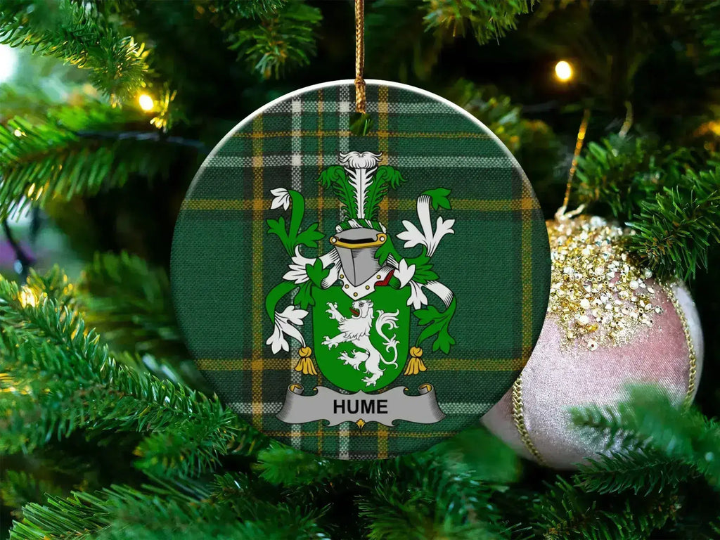 Personalized Hume Family Crest Christmas Ornament