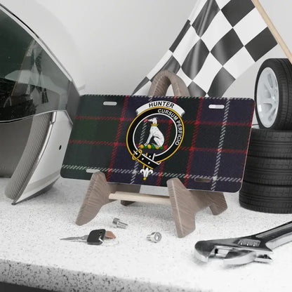 Hunter Cursum Perficio Tartan License Plate product