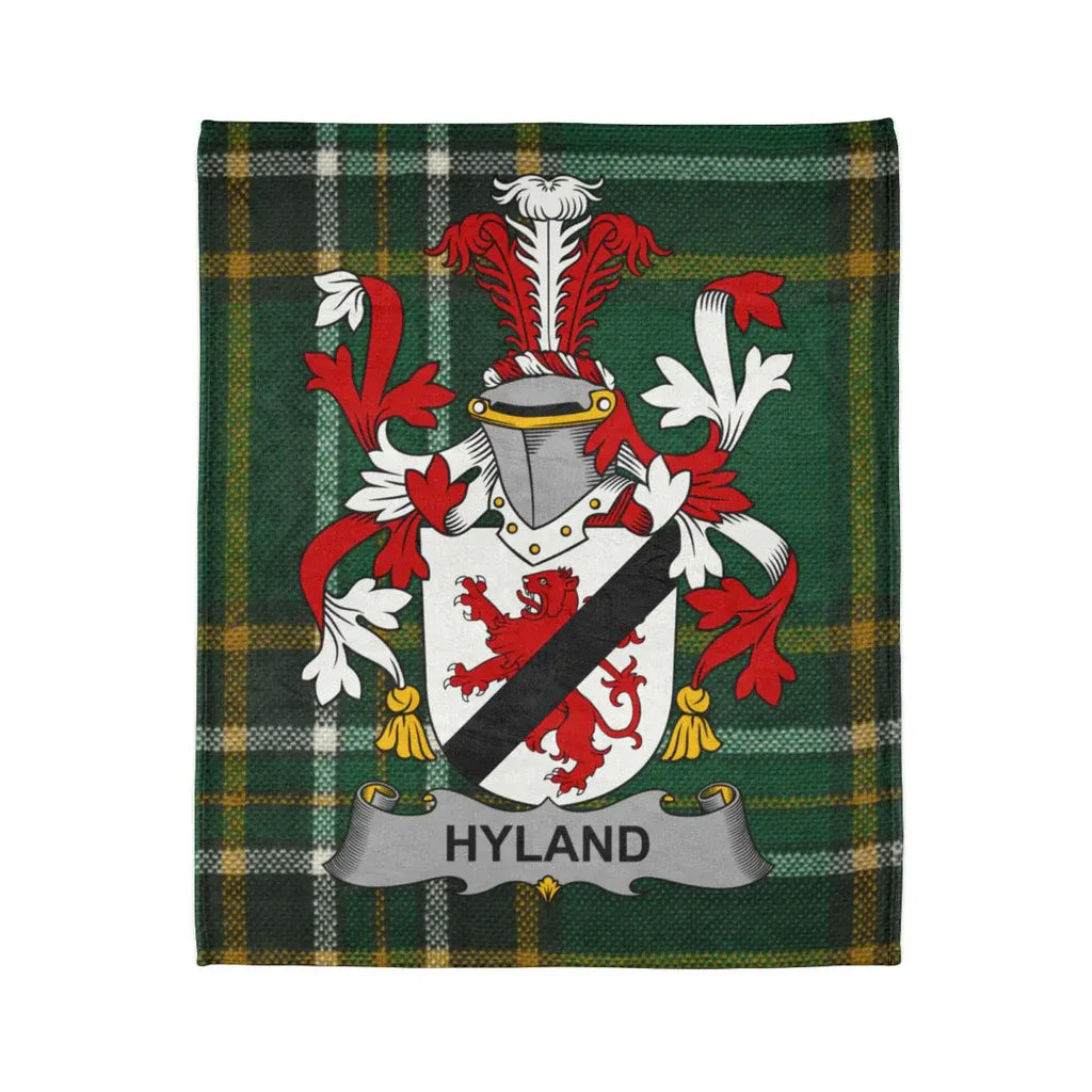 Hyland Family Crest with Tartan Pattern Blanket