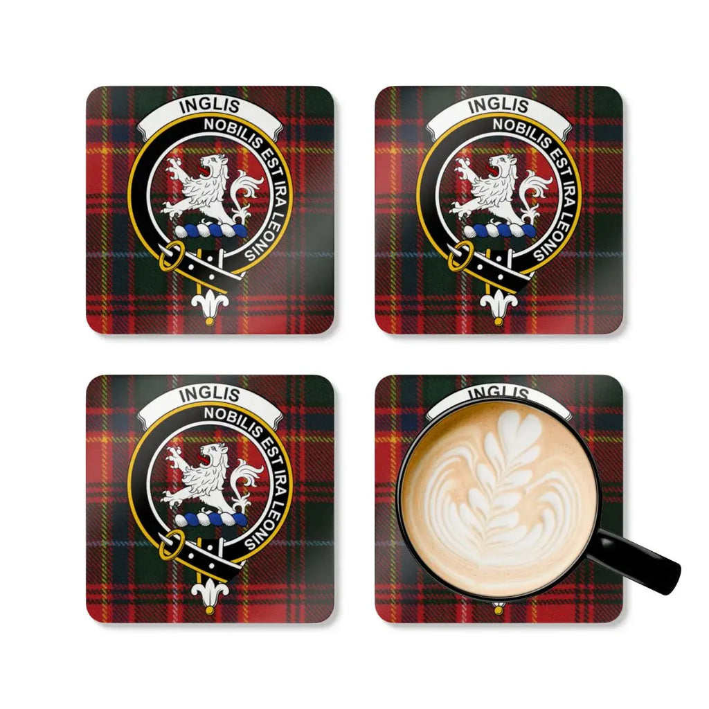Inglis Clan Crest Tartan Coasters product type