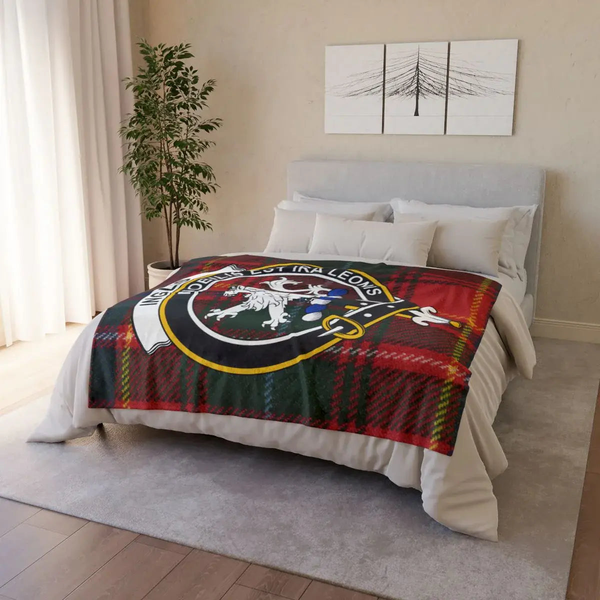 Vibrant Scottish Tartan Design Cozy Bed Blanket