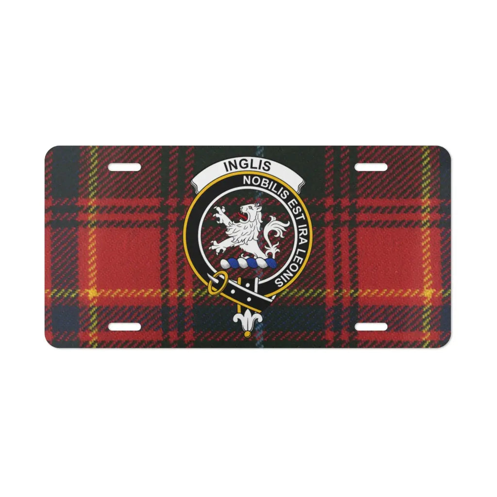Red Tartan Inglis Plaid Design Custom License Plate product