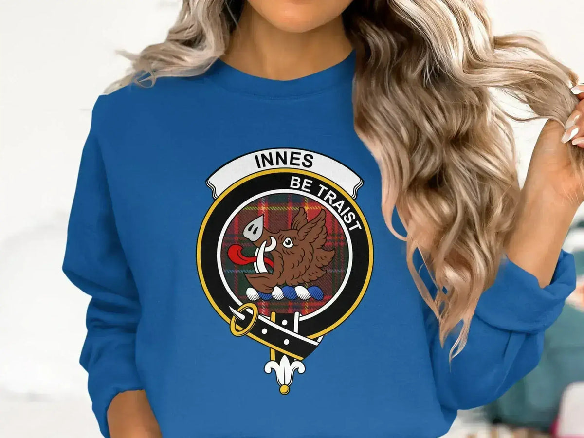 Innes clan family crest sweatshirt — Be Traist boar's head design on fleece
