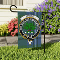 Clan Irvine crest garden flag — full colour tartan print on poly poplin-canvas, 24.5x32 inch