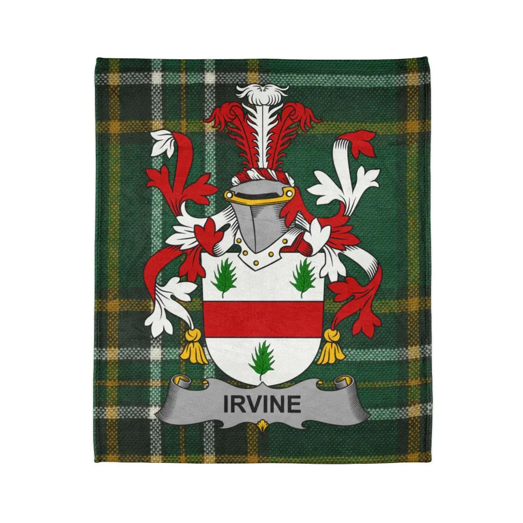 Irvine Clan Tartan Crest Blanket Cozy Throw Blanket