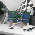 Clan Irvine tartan crest novelty license plate — full colour Sub Sole Sub Umbra Virens design, 12x6 inch aluminium