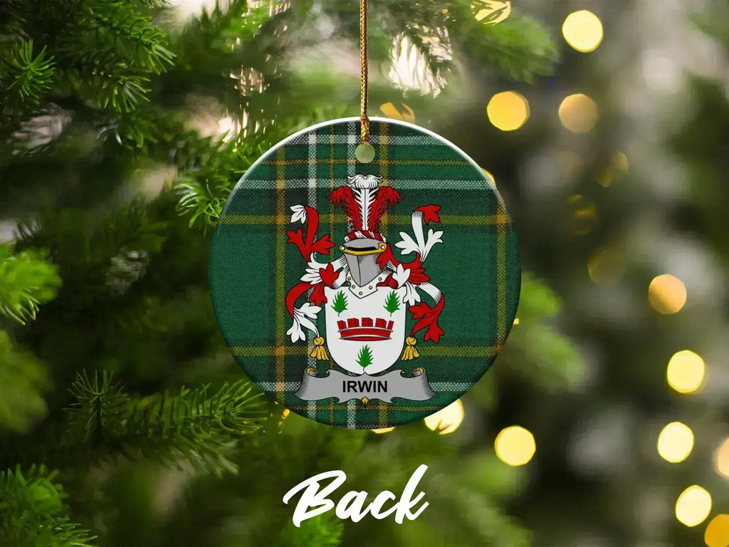 Personalized Family Crest Plaid Christmas Ornament product type