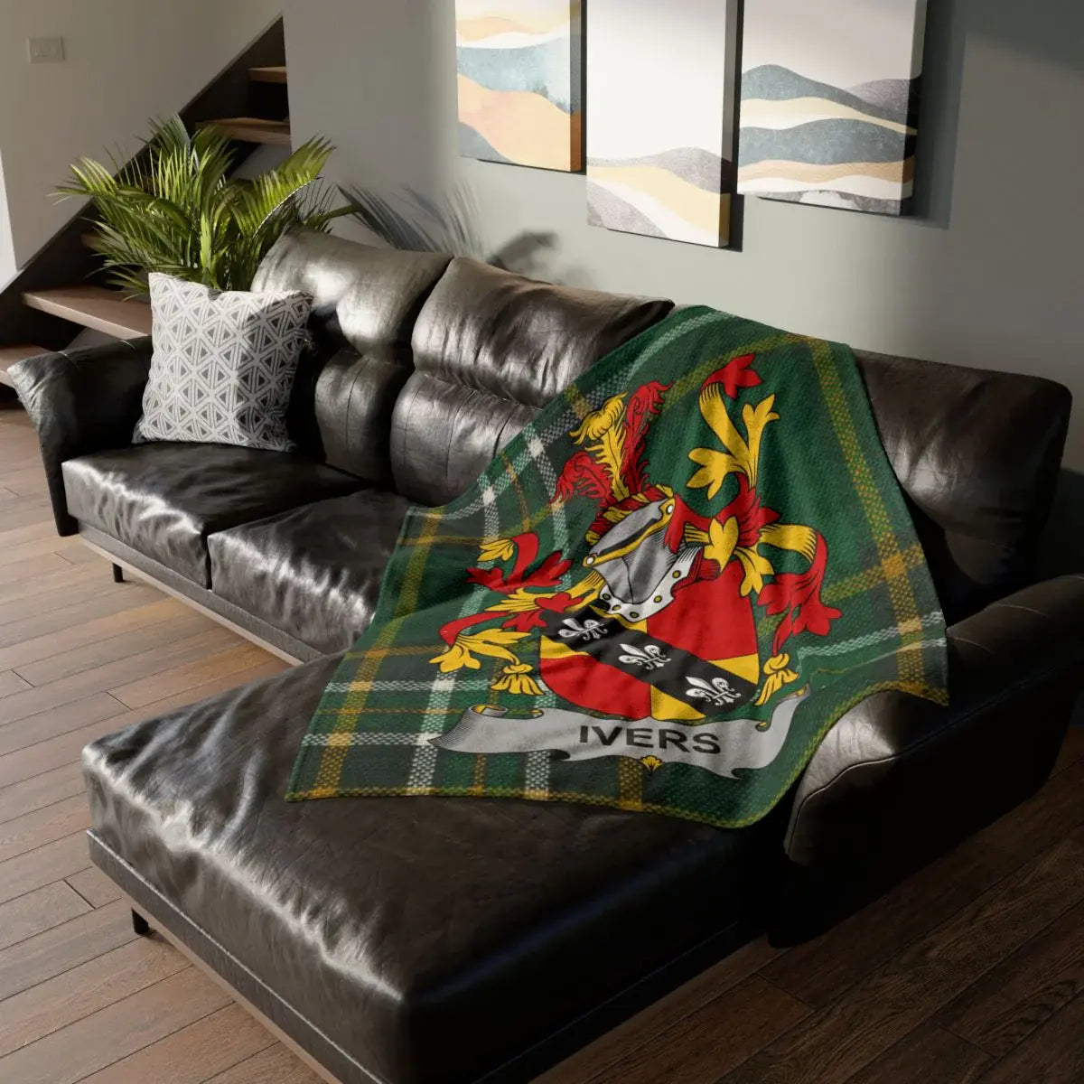 Ivers Family Crest Tartan Pattern Throw Blanket