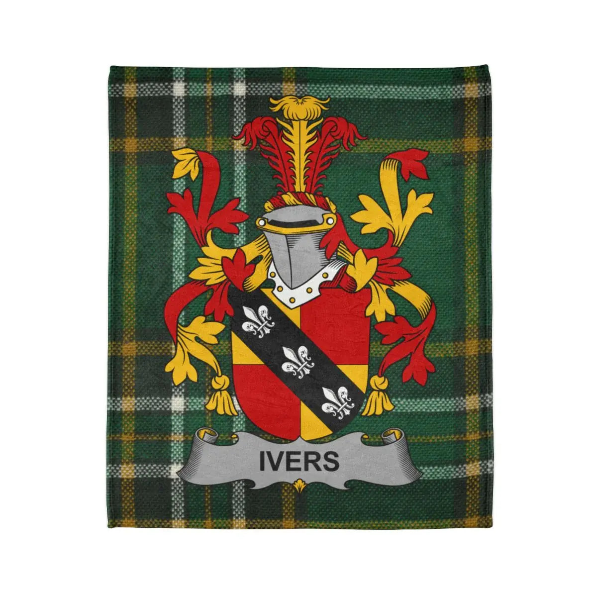 Ivers Coat of Arms Emblem Plaid Crest Blanket