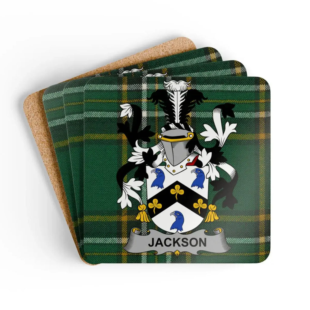 Jackson Family Crest Green Plaid Coasters product