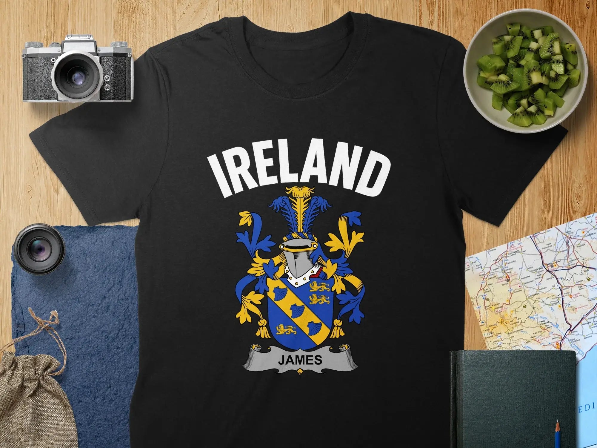 Ireland Family Crest with James on Shield T-shirt