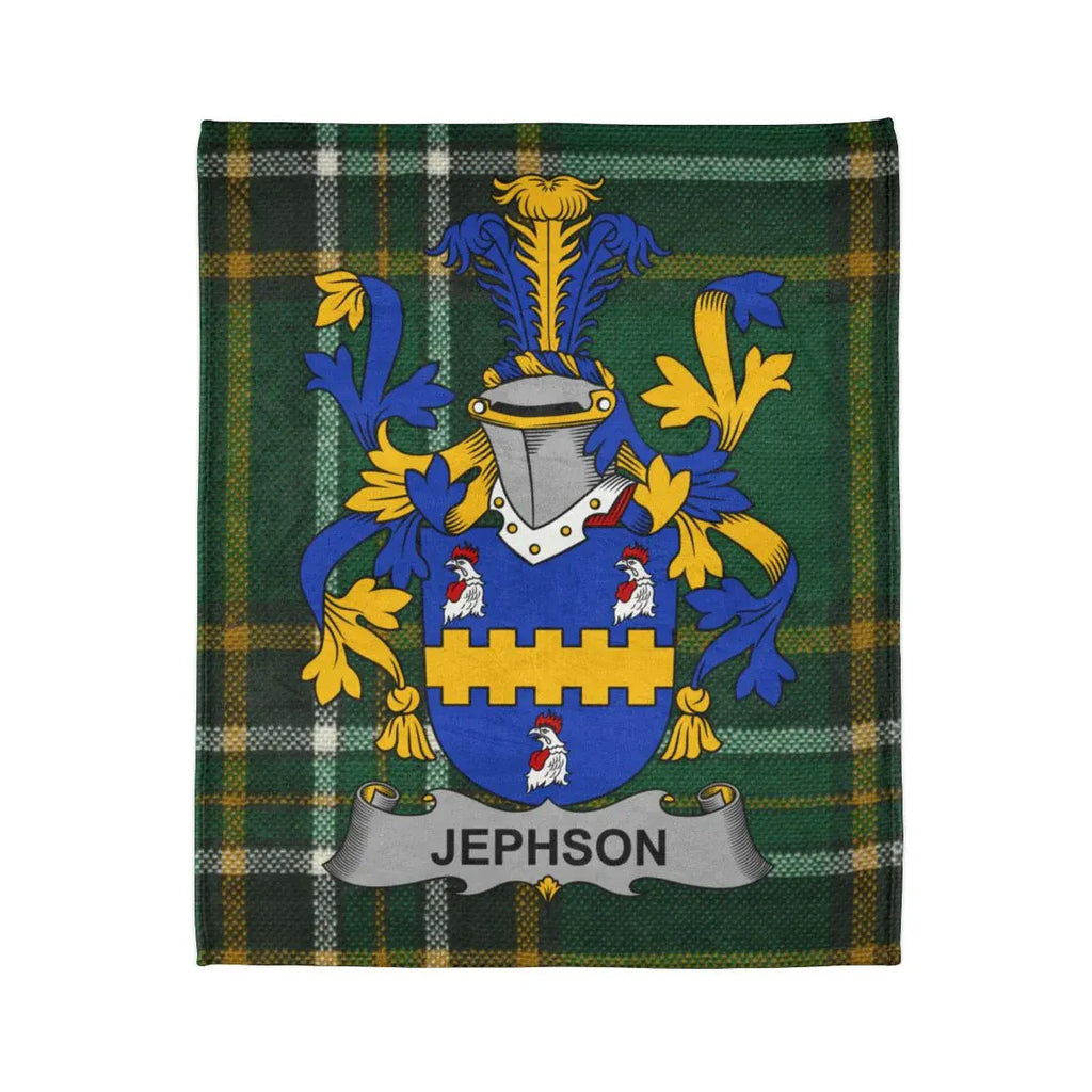 Jephson Family Crest Plaid Tartan Throw Blanket