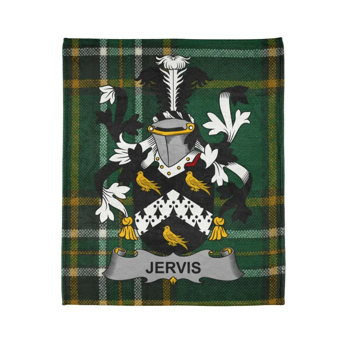 Jervis Family Heritage Plaid Coat of Arms Blanket