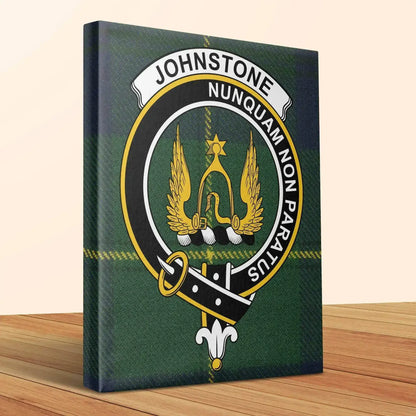 Johnstone Clan Crest Tartan Art Canvas - Celtic Ancestry Gifts